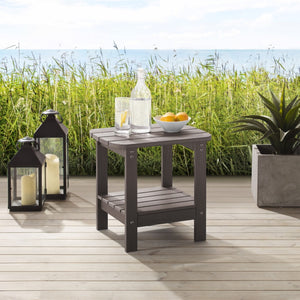 HomeRoots 15" Compact Outdoor Side Table - Stylish, Durable, and Multi-Purpose for Patios, Balconies, and Porches Chocolate 543733