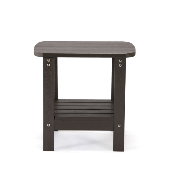 HomeRoots 15" Compact Outdoor Side Table - Stylish, Durable, and Multi-Purpose for Patios, Balconies, and Porches Chocolate 543733