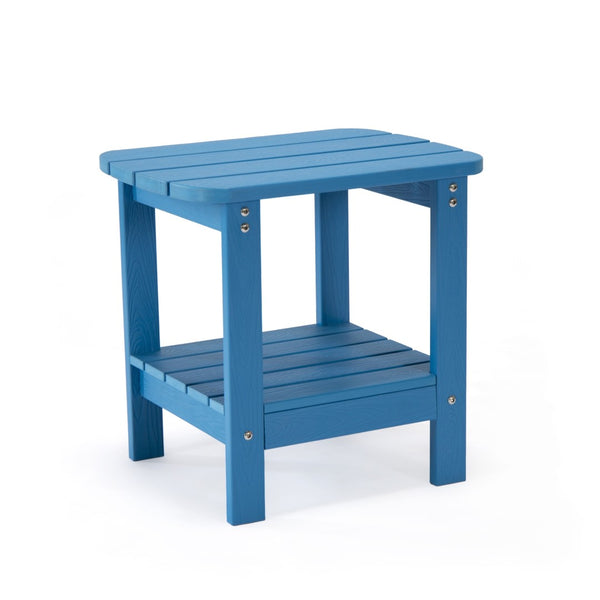 HomeRoots 15" Compact Outdoor Side Table - Stylish, Durable, and Multi-Purpose for Patios, Balconies, and Porches Blue 543739