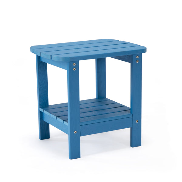 Homeroots 15" Blue Plastic Outdoor Side Table Blue Plastic 543739