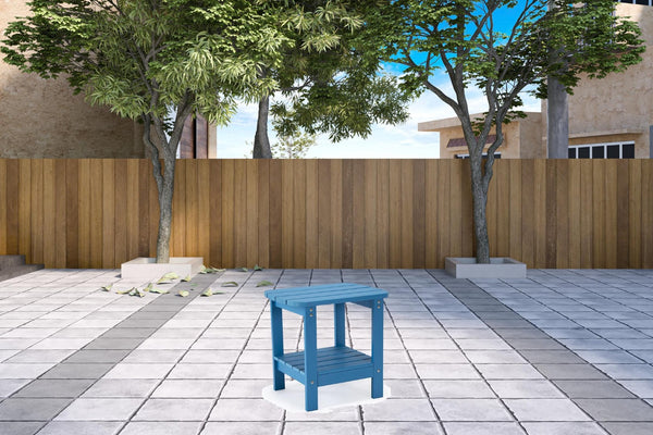 HomeRoots 15" Compact Outdoor Side Table - Stylish, Durable, and Multi-Purpose for Patios, Balconies, and Porches Blue 543739