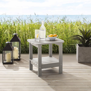 HomeRoots 15" Compact Outdoor Side Table - Stylish, Durable, and Multi-Purpose for Patios, Balconies, and Porches Blue 543739