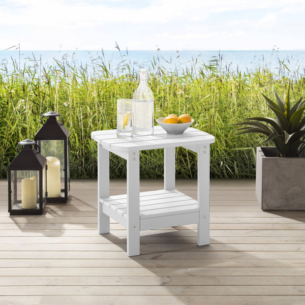 Homeroots 15" White Plastic Outdoor Side Table White Plastic 543740