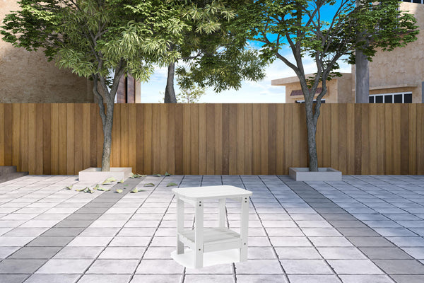 Homeroots 15" White Plastic Outdoor Side Table White Plastic 543740