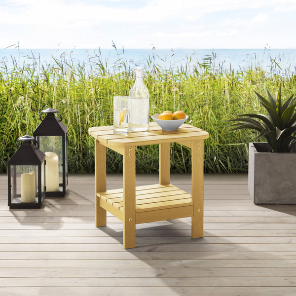 Homeroots 15" Yellow Plastic Outdoor Side Table Yellow Plastic 543741
