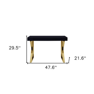 Homeroots 48" Black And Gold Writing Desk With Two Drawers Black,Gold  543742