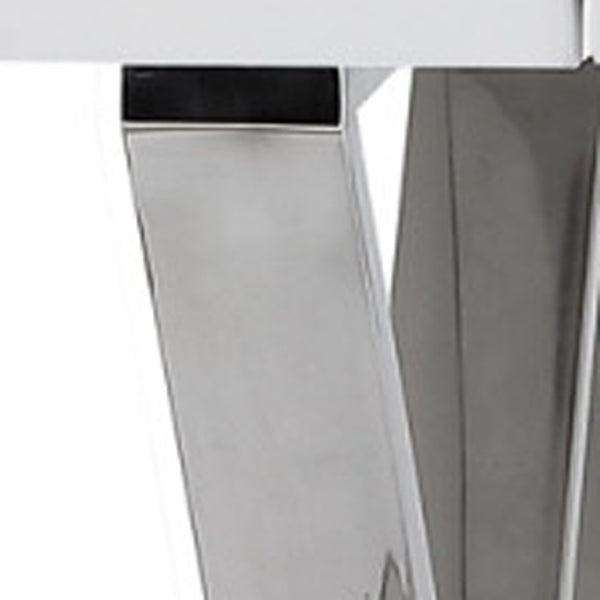 HomeRoots 48" Modern White and Silver Writing Desk with Two Drawers for Stylish Home Office Organization 543745
