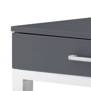 Homeroots 48" Elegant Writing Desk With Two Drawers – Stylish Wood, Acrylic & Stainless Steel Design For Home Office Dark Grey,Chrome  543748