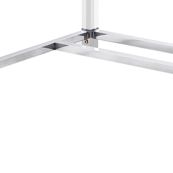 Homeroots 48" Elegant Writing Desk With Two Drawers – Stylish Wood, Acrylic & Stainless Steel Design For Home Office Light Grey,Chrome  543749