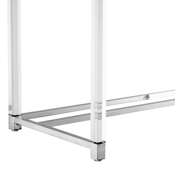 Homeroots 48" Elegant Writing Desk With Two Drawers – Stylish Wood, Acrylic & Stainless Steel Design For Home Office Light Grey,Chrome  543749