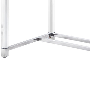 Homeroots 48" Elegant Writing Desk With Two Drawers – Stylish Wood, Acrylic & Stainless Steel Design For Home Office White,Chrome  543750