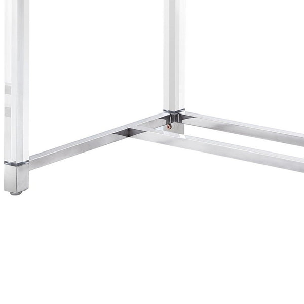 Homeroots 48" Elegant Writing Desk With Two Drawers – Stylish Wood, Acrylic & Stainless Steel Design For Home Office White,Chrome  543750