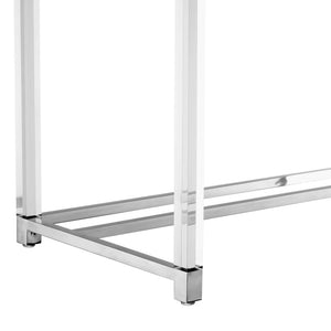 Homeroots 48" Elegant Writing Desk With Two Drawers – Stylish Wood, Acrylic & Stainless Steel Design For Home Office White,Chrome  543750