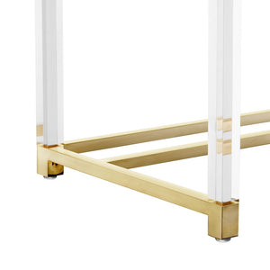 Homeroots 48" Elegant Writing Desk With Two Drawers – Stylish Wood, Acrylic & Stainless Steel Design For Home Office White,Gold  543751