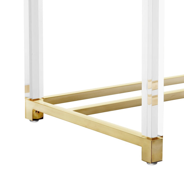 Homeroots 48" Elegant Writing Desk With Two Drawers – Stylish Wood, Acrylic & Stainless Steel Design For Home Office White,Gold  543751