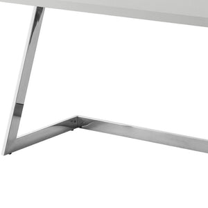 Homeroots 47" Elegant Wood And Stainless Steel Sled Writing Desk - Classic Design For Home Office And Living Room Light Grey,Chrome  543753