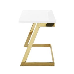 Homeroots 47" White And Gold Writing Desk White,Gold  543755