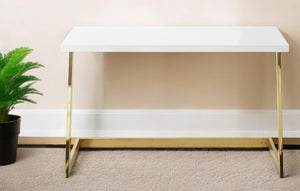 Homeroots 47" White And Gold Writing Desk White,Gold  543755