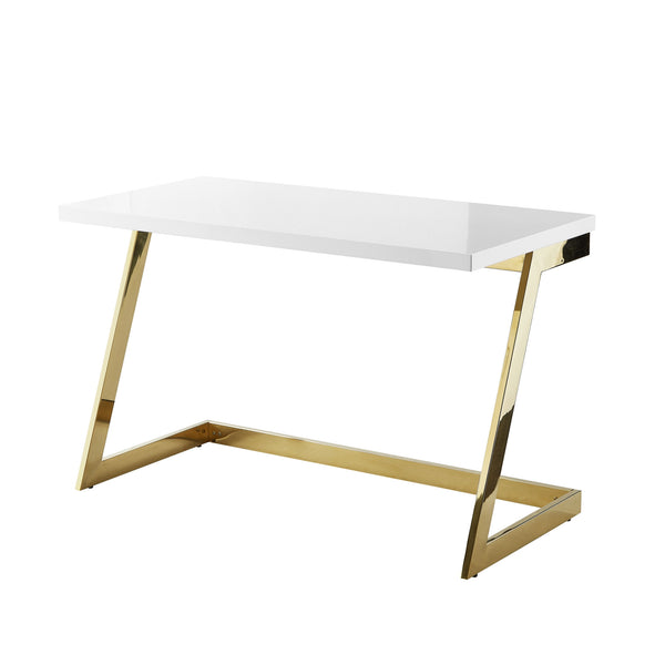 Homeroots 47" White And Gold Writing Desk White,Gold  543755