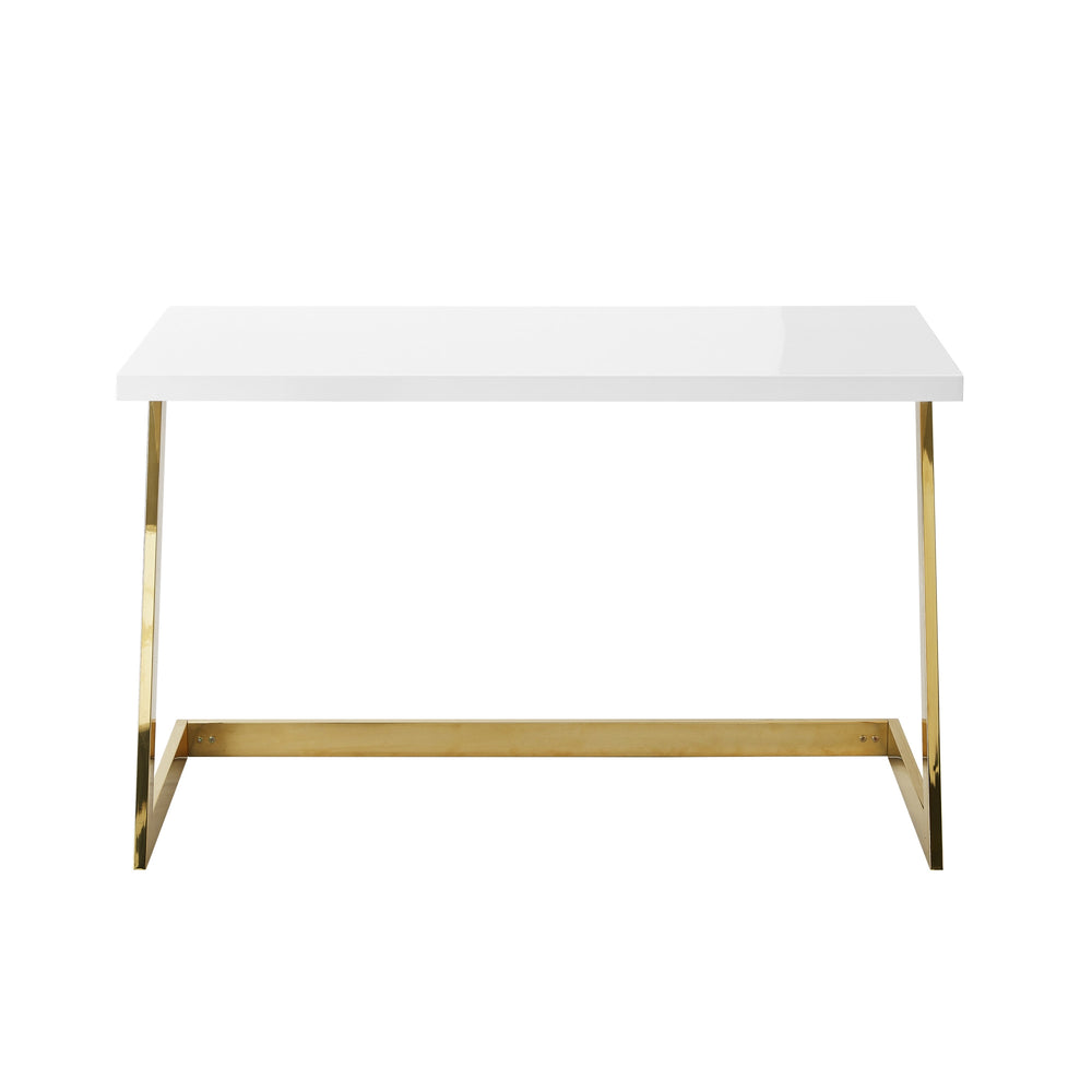 Homeroots 47" White And Gold Writing Desk White,Gold  543755