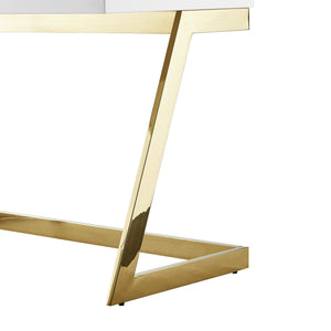 Homeroots 47" White And Gold Writing Desk White,Gold  543755