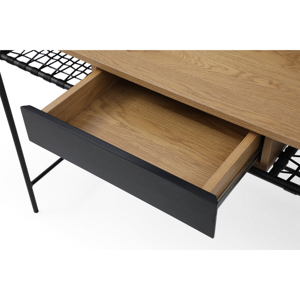 Homeroots 43" Natural And Black Writing Desk Natural,Black  543756