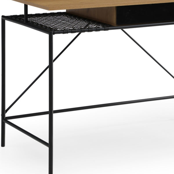 Homeroots 43" Natural And Black Writing Desk Natural,Black  543756