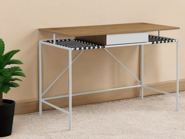 Homeroots 43" Natural And White Writing Desk Natural,White  543757