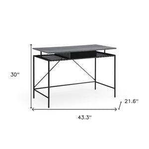 Homeroots 43" Gray And Black Writing Desk Grey,Black  543758