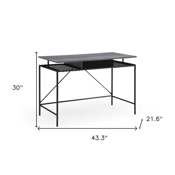 Homeroots 43" Gray And Black Writing Desk Grey,Black  543758