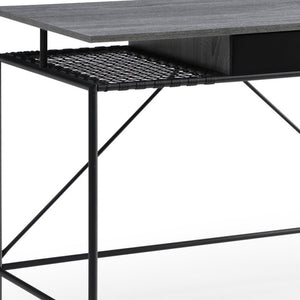 Homeroots 43" Gray And Black Writing Desk Grey,Black  543758
