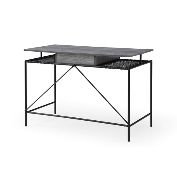 Homeroots 43" Gray And Black Writing Desk Grey,Black  543758