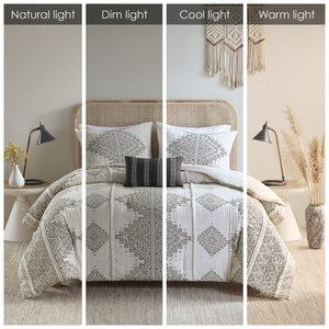 English Elm 4 Printed Comforter Set Black/Ivory King Cal King - 4-Piece Microfiber Comforter, Shams & Throw Pillow, Hypoallergenic B035P148341