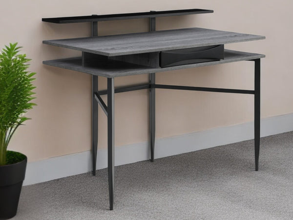 Homeroots 43" Gray And Black Writing Desk Grey,Black  543759