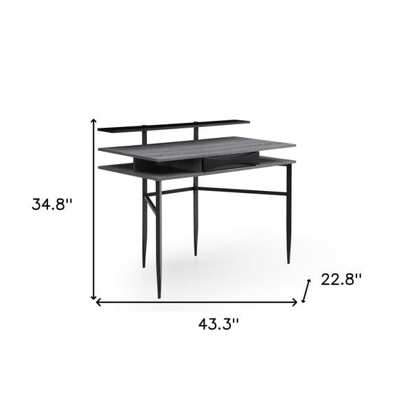Homeroots 43" Gray And Black Writing Desk Grey,Black  543759
