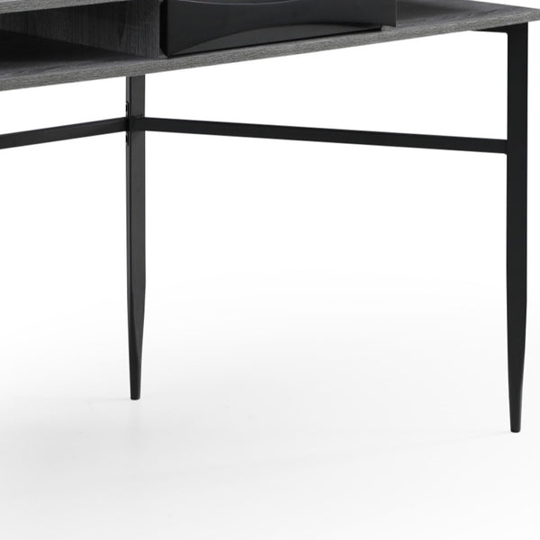 Homeroots 43" Gray And Black Writing Desk Grey,Black  543759