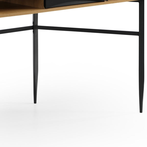 Homeroots 43" Natural And Black Writing Desk Natural,Black  543760