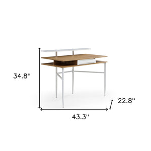 Homeroots 43" Natural And White Writing Desk Natural,White  543761