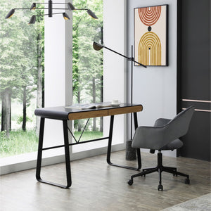 HomeRoots 43" Black Wood and Metal Writing Desk - Stylish Storage & Modern Design for Home Office & Living Room 543762
