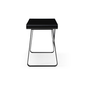 HomeRoots 43" Black Wood and Metal Writing Desk - Stylish Storage & Modern Design for Home Office & Living Room 543762
