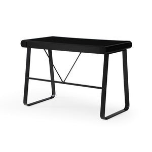 HomeRoots 43" Black Wood and Metal Writing Desk - Stylish Storage & Modern Design for Home Office & Living Room 543762