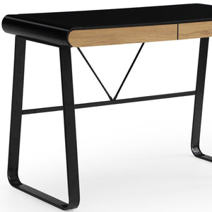 HomeRoots 43" Black Wood and Metal Writing Desk - Stylish Storage & Modern Design for Home Office & Living Room 543762