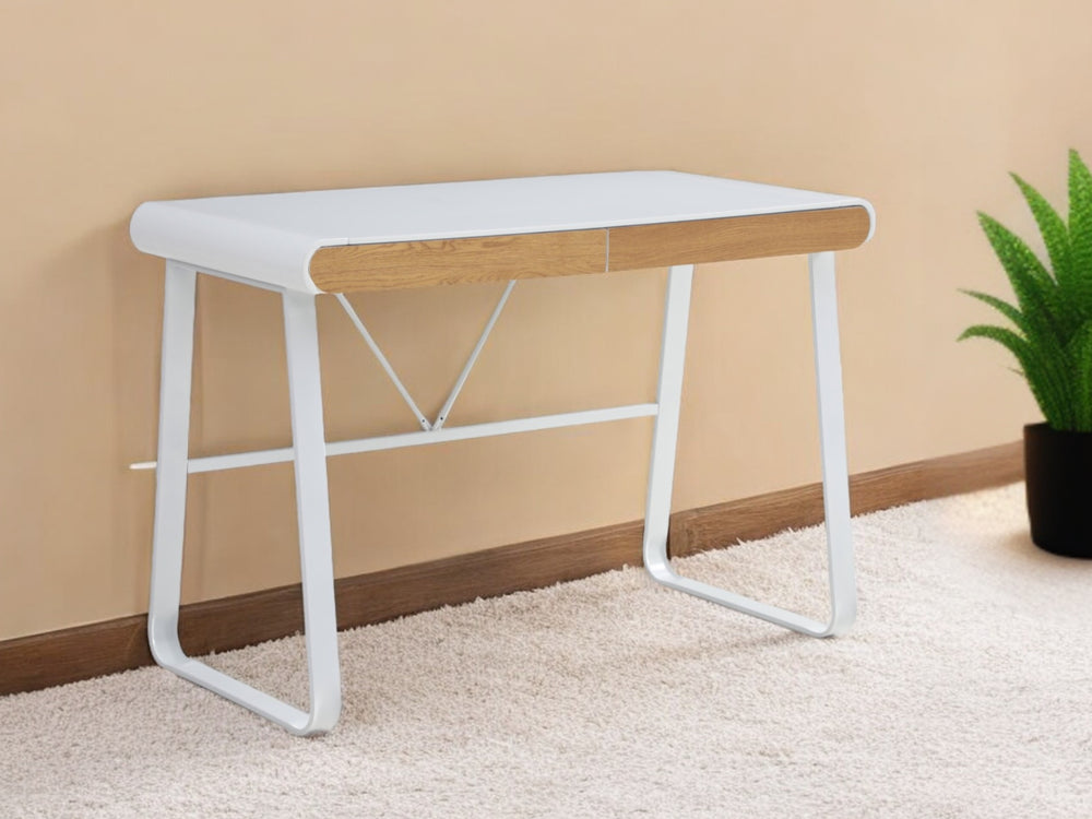 Homeroots 43" White Writing Desk With Two Drawers White  543763