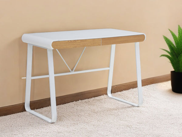 Homeroots 43" White Writing Desk With Two Drawers White  543763