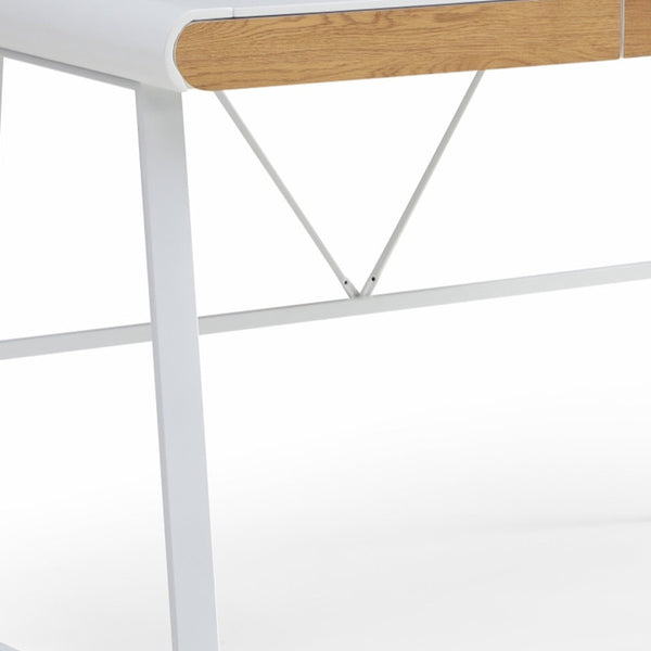 Homeroots 43" White Writing Desk With Two Drawers White  543763