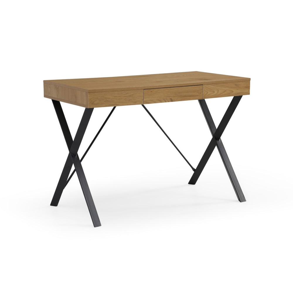HomeRoots 43" Minimalist Writing Desk with Sturdy Metal Base - Perfect for Compact Home Office Spaces Natural/Black 543764