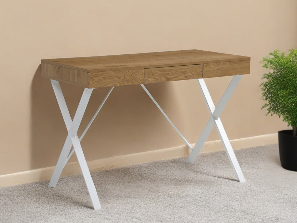 Homeroots 43" Natural And White Writing Desk Natural,White  543765