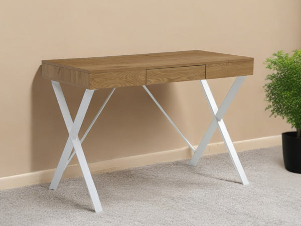 Homeroots 43" Natural And White Writing Desk Natural,White  543765