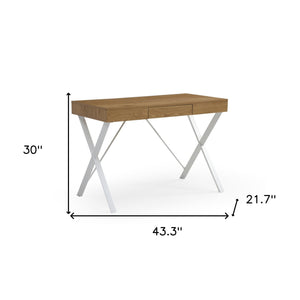 Homeroots 43" Natural And White Writing Desk Natural,White  543765