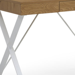 Homeroots 43" Natural And White Writing Desk Natural,White  543765